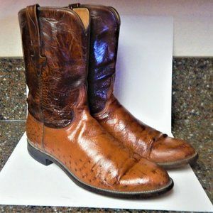 Lucchese Mens Brown Quill Ostrich Boots Size 11 D